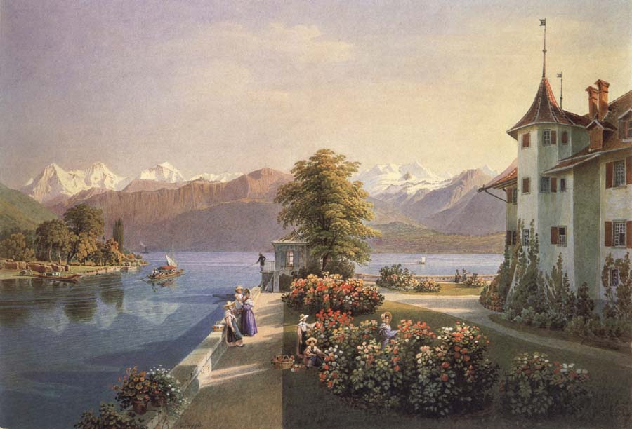 Gabriel Lory fils View of the old lock Schadau in Thun